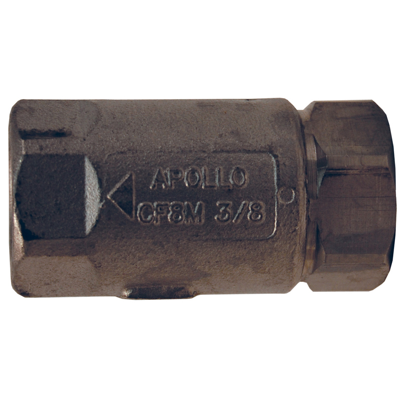 CHECK VALVE 3/8 FNPT SS 62-102 BALL CONE - SPRING LOADED Max Pressure 400 PSI WOG non-shock,125 PSI Saturated Steam